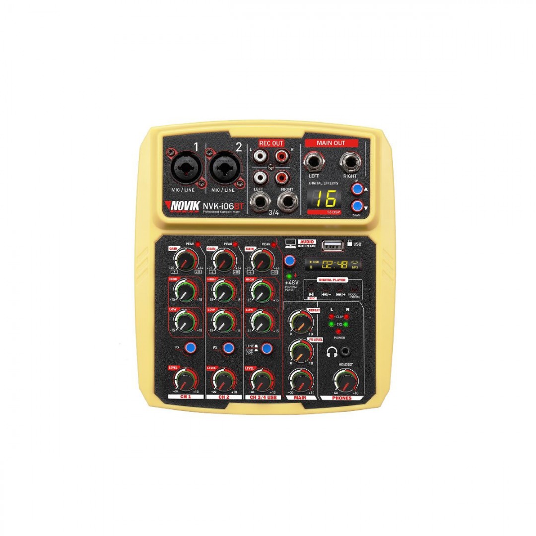 novik-nvk-i06bt-consola-mezcladora--6-canales--2-combo--interface-usb--bluetooth--16-efectos--usb-input--phantom-power--amarilla-3517