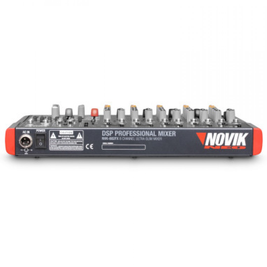 novik-nvk-802fx-bt-consola-mezcladora--8-canales--5-xlr--bluetooth--3-canales-estereo--faders-60mm--pfl--99-efectos-24bits--eq-grafico-7-bandas--mp3--phantom-power-3601