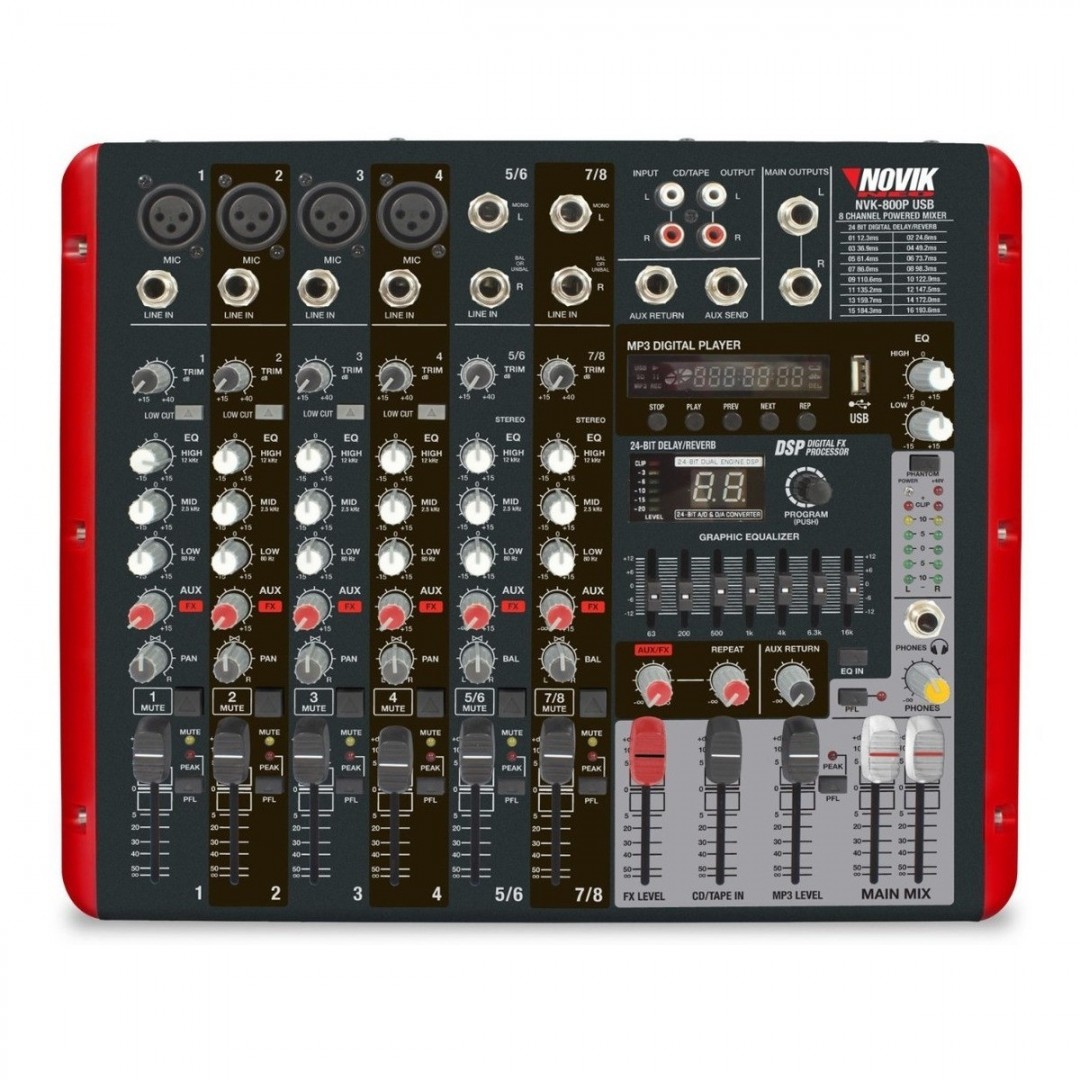 novik-nvk-800p-usb-consola-mezcladora-amplificada--8-canales--4-xlr--2-canales-estereo--300w--300w-rms--99-efectos-24-bits--eq-grafico-de-7-bandas--bluetooth--mp3--phantom-power-3605