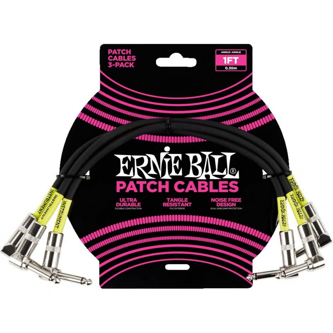 ernie-ball-po6075-cable-patch-jack-a-jack-30-cm-negro-pack-3-unid-5568